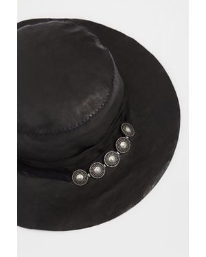 Ann Demeulemeester Aril Small Leather Hat With Studs - Black