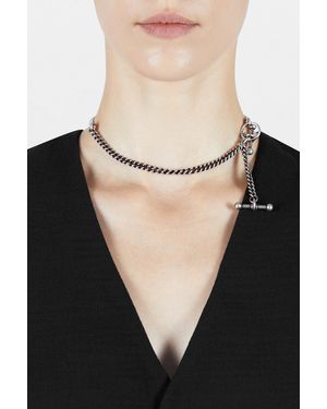 Ann Demeulemeester Cally Slim Necklace With Chain - Black