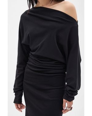 Ann Demeulemeester Bila Long Bias Cut Dropped Shoulder Dress - Black