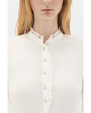 Ann Demeulemeester Tessie Fitted Serafino Dress With Chiffon Ruffles - Natural
