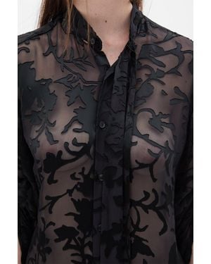 Ann Demeulemeester Dien Standard Collar Long Shirt With Foulard - Black
