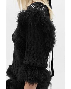 Ann Demeulemeester Dudu Scallop Neck Fitted Jumper - Black