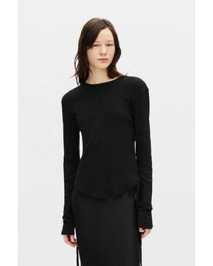Ann Demeulemeester Dot Wrinkled Cropped Long Sleeves Top - Black