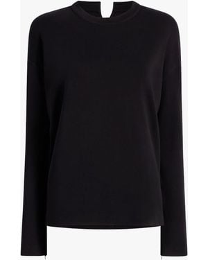Another Tomorrow Luxe Seamed Long Sleeve - Black