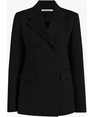 Another Tomorrow Double Breasted Structured Jacket - Black