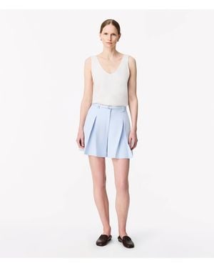 Another Tomorrow Fluid Pleated Short - Blue