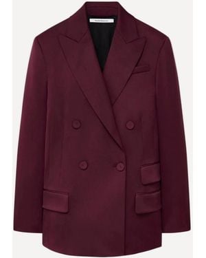 Another Tomorrow Oversized Double Breasted Jacket - Purple
