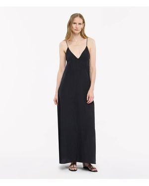 Another Tomorrow Seamed Slip Dress - Black