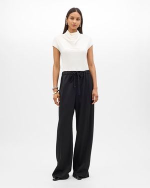 Another Tomorrow Fluid Cowl Neck Top - White