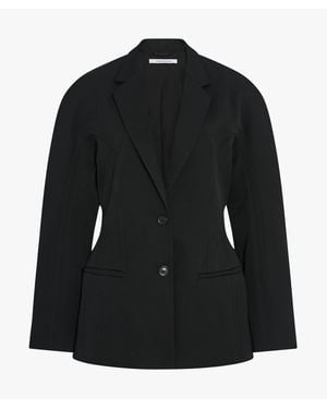 Another Tomorrow Curved Tailored Jacket - Black