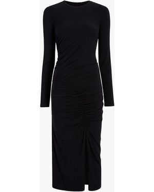 Another Tomorrow Ruched Long Sleeve Dress - Black