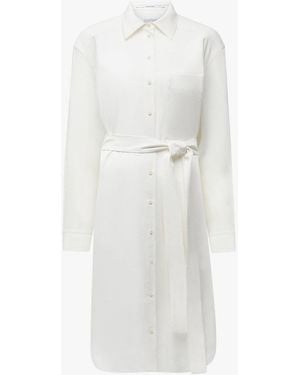 Another Tomorrow Pleat Back Shirt Dress - White
