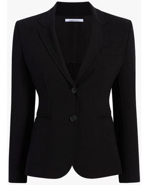Another Tomorrow Doppio Cropped Blazer - Black