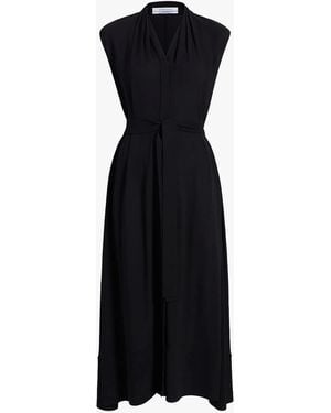Another Tomorrow Gathered Neckline Dress - Black