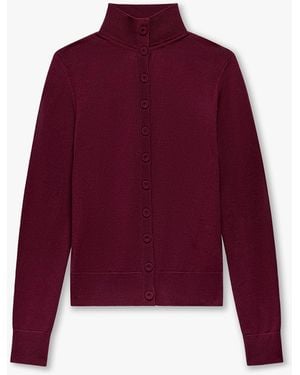 Another Tomorrow Wool Turtleneck Cardigan - Red
