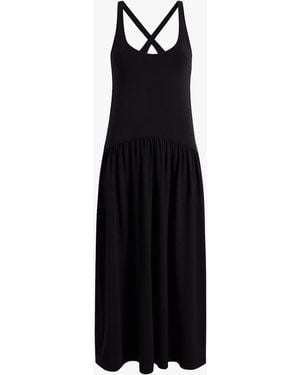 Another Tomorrow Dropwaist Gathered Tank Dress - Black
