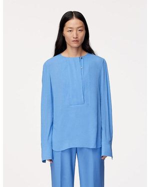 Another Tomorrow Paneled Blouse - Blue
