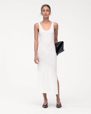 Another Tomorrow Organic Cotton Ribbed Tank Dress - White