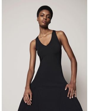 Another Tomorrow Deep V Tank Knit Dress - Black