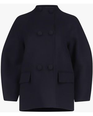 Another Tomorrow Cocoon Coat Short - Blue