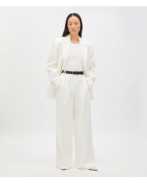 Another Tomorrow High Waisted Pleated Trouser - White