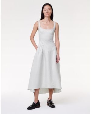 Another Tomorrow Seamed Bodice Dress - White