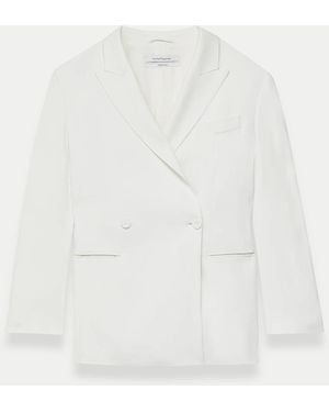 Another Tomorrow Fluid Double Breasted Jacket - White