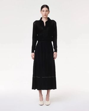 Another Tomorrow Pleated Skirt - Black