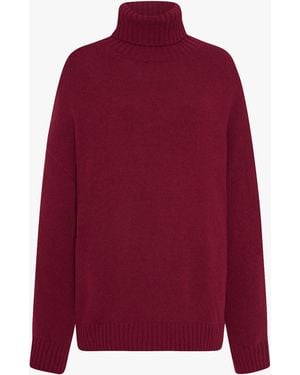 Another Tomorrow Cashmere Oversized Turtleneck - Red