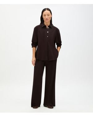 Another Tomorrow Fluid Jersey Blouse - Black