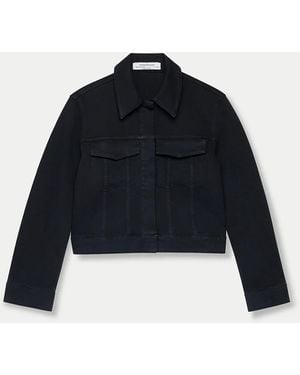 Another Tomorrow Cropped Denim Jacket - Blue