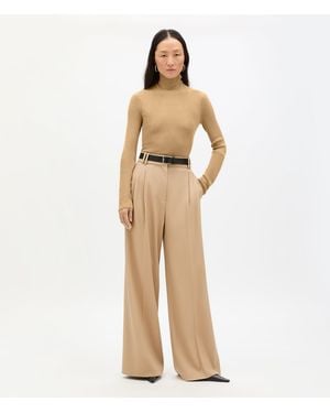 Another Tomorrow Rib Knit Turtleneck - Natural