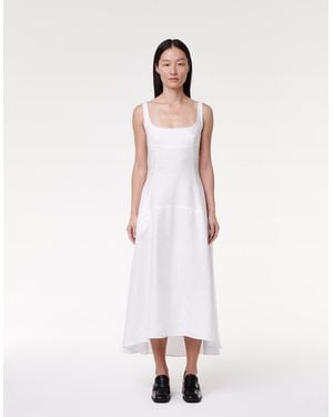 Another Tomorrow Seamed Bodice Dress - White