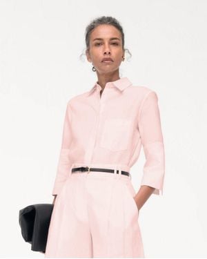 Another Tomorrow French Cuff Blouse - Pink