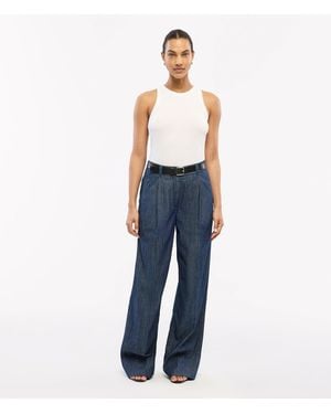 Another Tomorrow Chambray Relaxed Wide Leg Pant - Blue