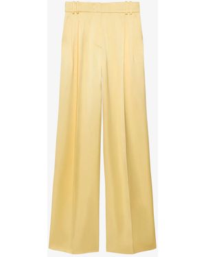 Another Tomorrow Satin Pleated Trouser - Yellow