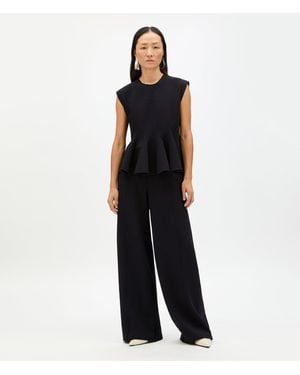 Another Tomorrow Double Face Godet Top - Black