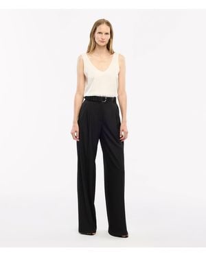 Another Tomorrow Twill Pleated Trouser - White