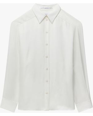 Another Tomorrow Silk Pleat Back Shirt Off - White