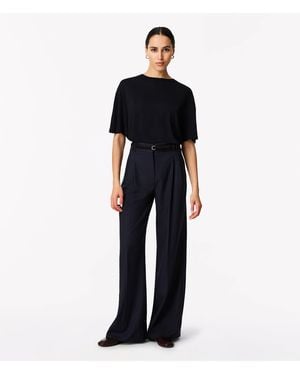 Another Tomorrow Pinstripe Pleated Trouser - Blue