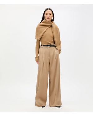 Another Tomorrow Twill Pleated Trouser - Natural