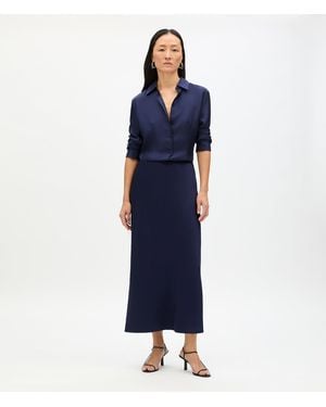Another Tomorrow Satin Skirt - Blue