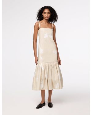 Another Tomorrow Gathered Flounce Dress - Natural