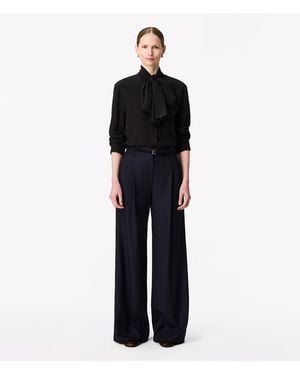 Another Tomorrow Signature Bow Blouse - Black
