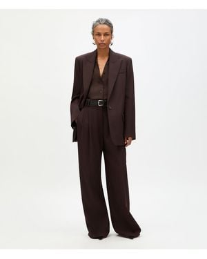 Another Tomorrow Wool Tailored Jacket - Brown