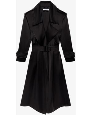 Another Tomorrow Satin Soft Trench - Black