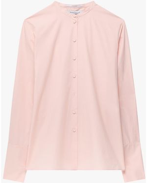 Another Tomorrow Collarless Blouse - Pink