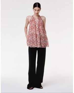 Another Tomorrow Silk Chiffon Scarf Blouse - Pink