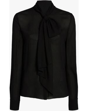 Another Tomorrow Bow Blouse - Black