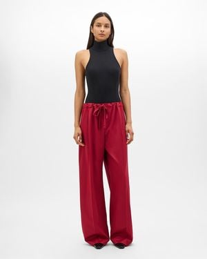 Another Tomorrow Wool Drawcord Pant - Red